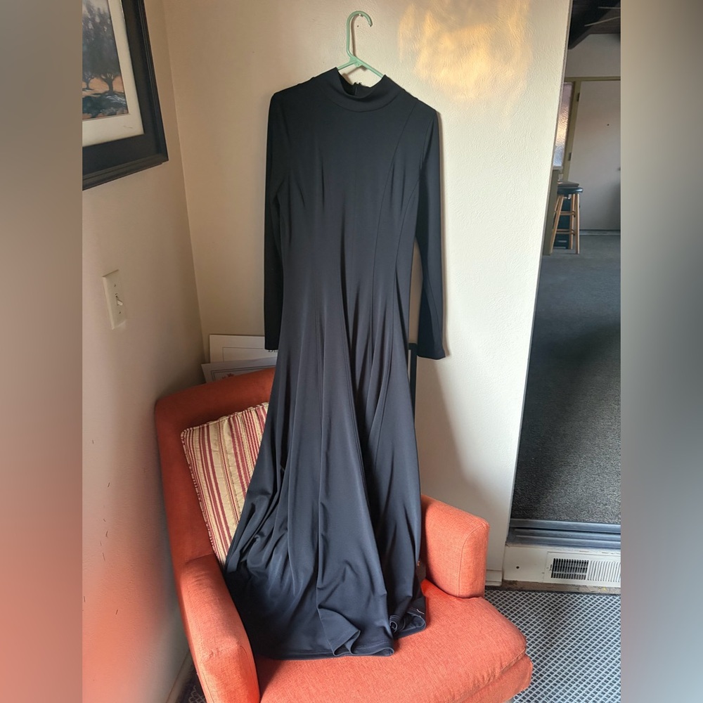 Sophisticated Long Sleeve Black Dress